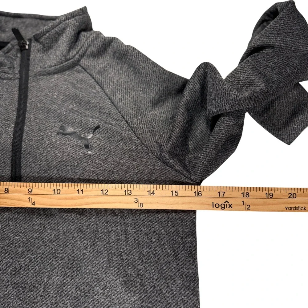 Puma Boys Quarter Zip Pullover Charcoal Gray‎ Heather Mock Neck Size M 10-12 NEW